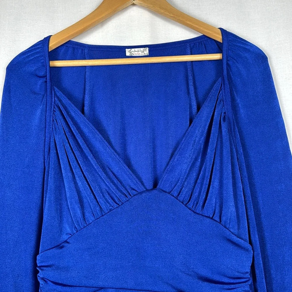 Free People Intimately In Your Arms Bodysuit Electric Blue Size M Plunging Neck - Picture 3 of 12